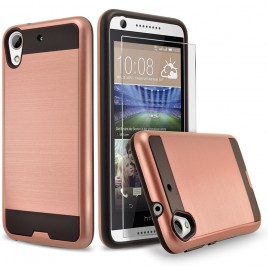 HTC Desire 530 Case, 2-Piece Style Hybrid Shockproof Hard Case Cover with [Premium Screen Protector] Hybird Shockproof And Circlemalls Stylus Pen (Rose Gold)